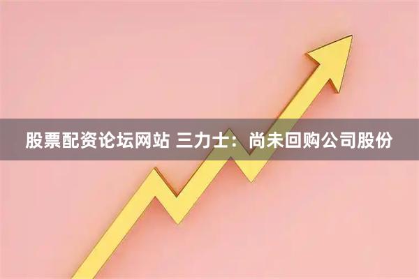 股票配资论坛网站 三力士：尚未回购公司股份
